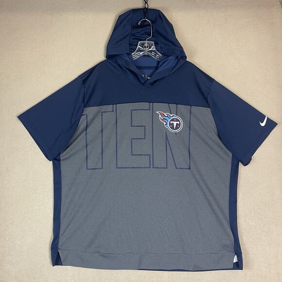 Nike Hoodie Mens‎ XXL Blue NFL Tennessee Titans Short Sleeve Relaxed Fit Dri-Fit - Picture 1 of 10